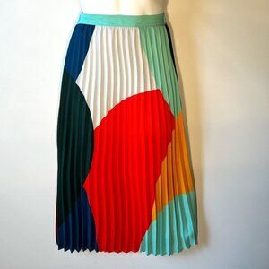 Skies are Blue SZ XS Color block pleated mid/maxi skirt Modern 80's Maximalism